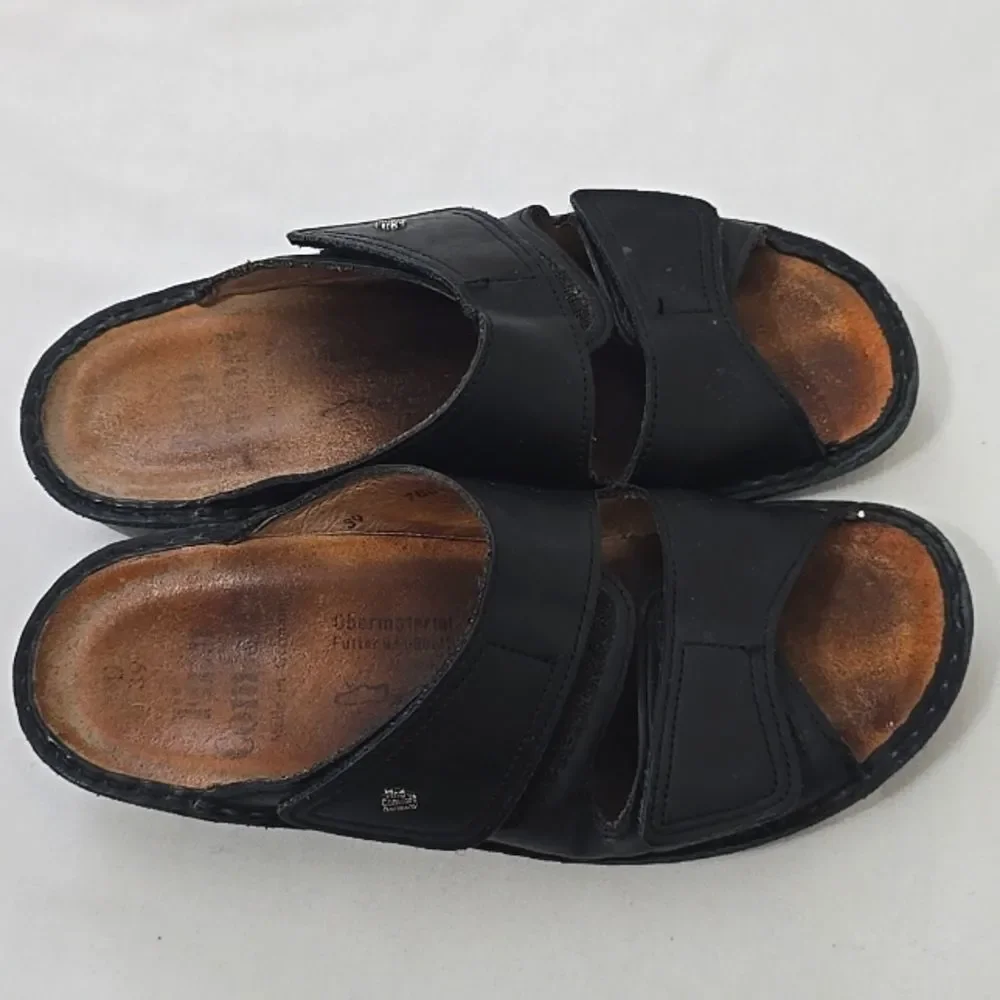 FINN COMFORT Women’s Size EU 39 US 9-9.5 Black Strap Leather Sandals